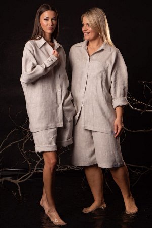 Костюм Костюм Kivviwear 4314431702 бежевый 
Состав: Вискоза-45%; Лён-55%;
Сезон: Лето
Рост: 170

Женский костюм из льна с вискозой | Белорусский летний комплект: блуза и шортыУниверсальный женский ко