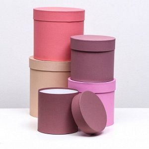 Набор шляпных подарочных коробок 5 в 1« Кофейный» , 23x23 - 14x14 см