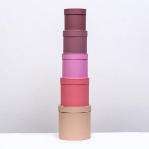 Набор шляпных подарочных коробок 5 в 1« Кофейный» , 23x23 - 14x14 см