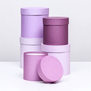 Набор круглых подарочных коробок 5 в 1 «Пудра», 20 x 20 x 20‒13.5x13.5x13.5 см