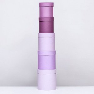 Набор круглых подарочных коробок 5 в 1 «Пудра», 20 x 20 x 20‒13.5x13.5x13.5 см