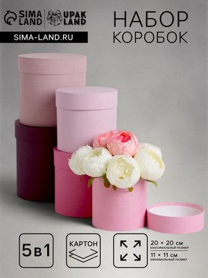 Набор круглых коробок 5 в 1 «Весенний», 20x20 - 11x11 см