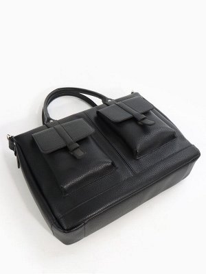 Сумка мужская деловая Bagsland, с длинным ремнём, с отделами, карманами, чёрная