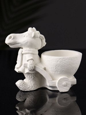 Фигурное кашпо для цветов «Лошадь с тележкой», гипс, 10x10x6 см