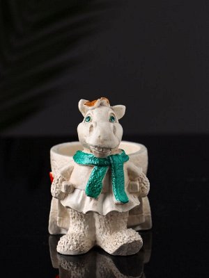 Фигурное кашпо для цветов «Лошадь с тележкой», гипс, 10x10x6 см, бежевый