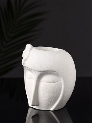 Фигурное кашпо для цветов «Девушка с цветком», гипс, 11x10 см