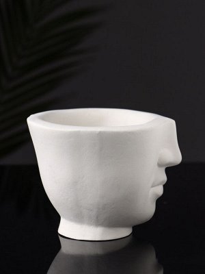 Фигурное кашпо для цветов «Лицо», гипс, 9x11 см