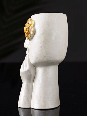 Фигурное кашпо для цветов «Венера», гипс, 14x6 см, белый