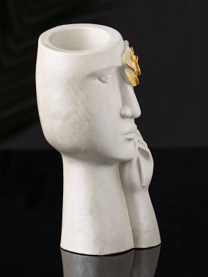 Фигурное кашпо для цветов «Венера», гипс, 14x6 см, белый