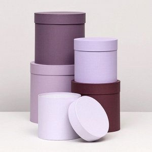 Набор шляпных подарочных коробок 5 в 1, Лаванда, 23x23-14x14 см