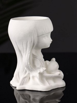 Подставка для мелочей «Девочка с мишкой», гипс, 11x8x6 см