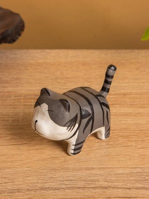 Сувенир «Котик Неко полосатый», 7x3x5 см, дерево, МИКС