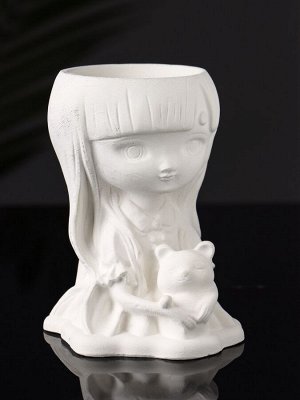 Подставка для мелочей «Девочка с мишкой», гипс, 11x8x6 см