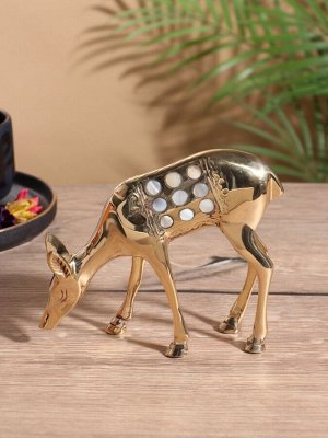 Сувенир «Косуля», 13x4.5x15 см, латунь с перламутром
