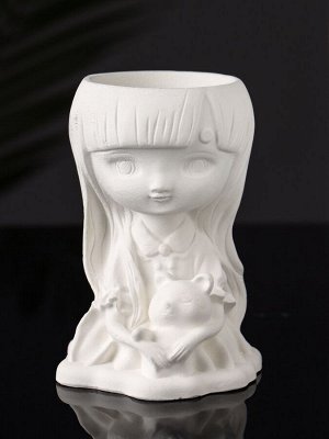 Подставка для мелочей «Девочка с мишкой», гипс, 11x8x6 см