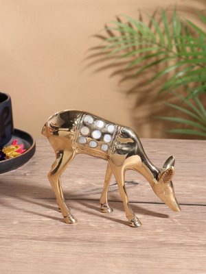 Сувенир «Косуля», 13x4.5x15 см, латунь с перламутром