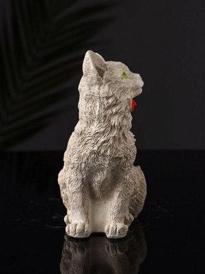 Подставка для мелочей «Кот с бантом», гипс, 14x9x7 см, бежевый