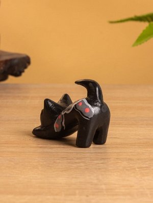 Сувенир «Потягивающийся Кот», 2.5x6x5 см, дерево, чёрный