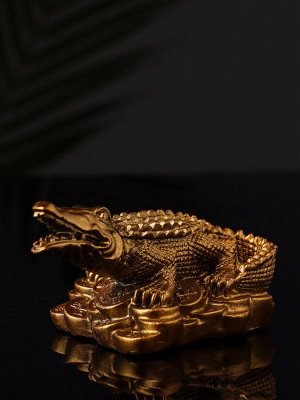 Фигурка гипс «Крокодил на деньгах», 12x10x8 см, под бронзу