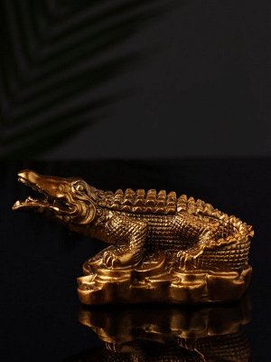 Фигурка гипс «Крокодил на деньгах», 12x10x8 см, под бронзу