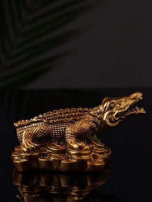 Фигурка гипс «Крокодил на деньгах», 12x10x8 см, под бронзу
