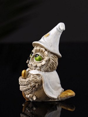 Фигурка гипс «Сова на метле», 9x6x5 см, бежевый