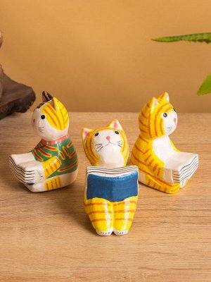 Сувенир «Котенок с книжкой», 3.5x5x7 см, дерево, МИКС