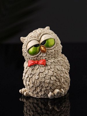 Фигурка гипс «Филин с бантом», 8x6x6.5 см, бежевый