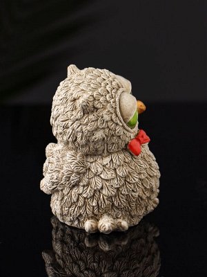 Фигурка гипс «Филин с бантом», 8x6x6.5 см, бежевый