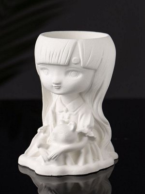 Подставка для мелочей «Девочка с мишкой», гипс, 11x8x6 см