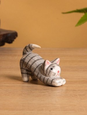 Сувенир «Потягивающийся Кот», 2.5x6x5 см, дерево, серый