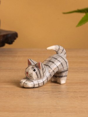 Сувенир «Потягивающийся Кот», 2.5x6x5 см, дерево, серый
