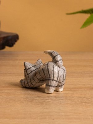 Сувенир «Потягивающийся Кот», 2.5x6x5 см, дерево, серый