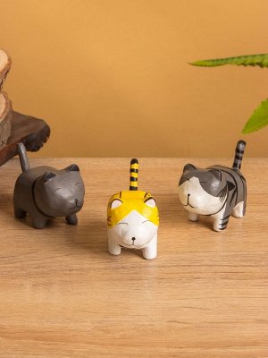 Сувенир «Котик Неко полосатый», 7x3x5 см, дерево, МИКС