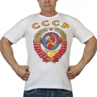 Красная футболка с цветным гербом СССР