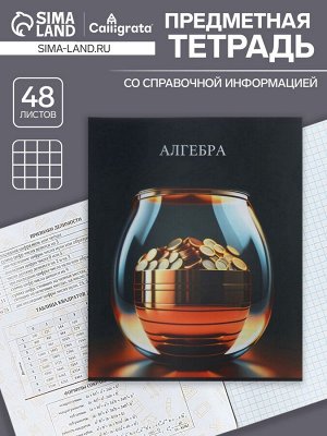 Тетрадь предметная 48 листов в клетку, Calligrata, «Школьный стиль. Алгебра», пластиковая обложка