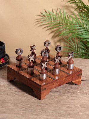 Настольная игра «Крестики-нолики», 20x20 см, манговое дерево, алюминий
