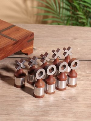Настольная игра «Крестики-нолики», 20x20 см, манговое дерево, алюминий