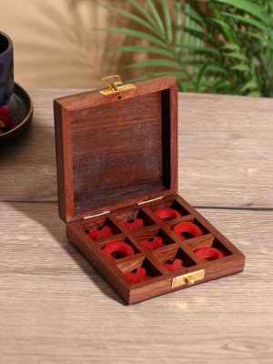 Настольная игра «Крестики-нолики», 10x10 см, дерево шишам, смола