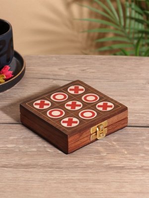Настольная игра «Крестики-нолики», 10x10 см, дерево шишам, смола
