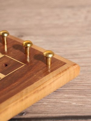 Настольная игра «Крестики-нолики», 13x13.5 см, дерево шишам, латунь