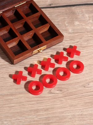 Настольная игра «Крестики-нолики», 10x10 см, дерево шишам, смола