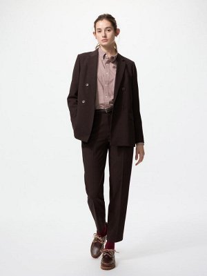 UNIQLO - двубортный пиджак с подплечниками и элегантным силуэтом - 35 BROWN
