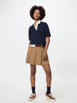 UNIQLO - плиссированная мини-юбка с подшортами - 34 BROWN