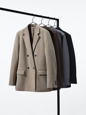 UNIQLO - двубортный пиджак с подплечниками и элегантным силуэтом - 35 BROWN