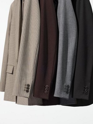 UNIQLO - двубортный пиджак с подплечниками и элегантным силуэтом - 35 BROWN