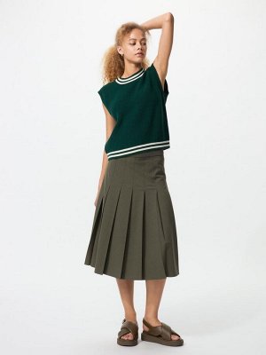 UNIQLO - миди-юбка с широкими складками - 57 OLIVE
