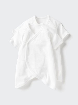 UNIQLO - комплект из 2-х боди-комбинезонов для новорождённых - 00 WHITE