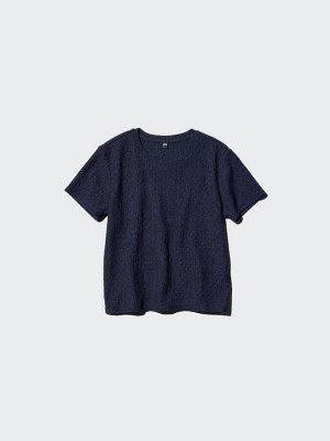 UNIQLO - однотонная футболка из жатого трикотажа - 69 NAVY