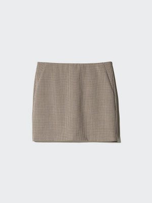 UNIQLO - мини-юбка со встроенными шортами и в мелкую клетку - 08 DARKGRAY